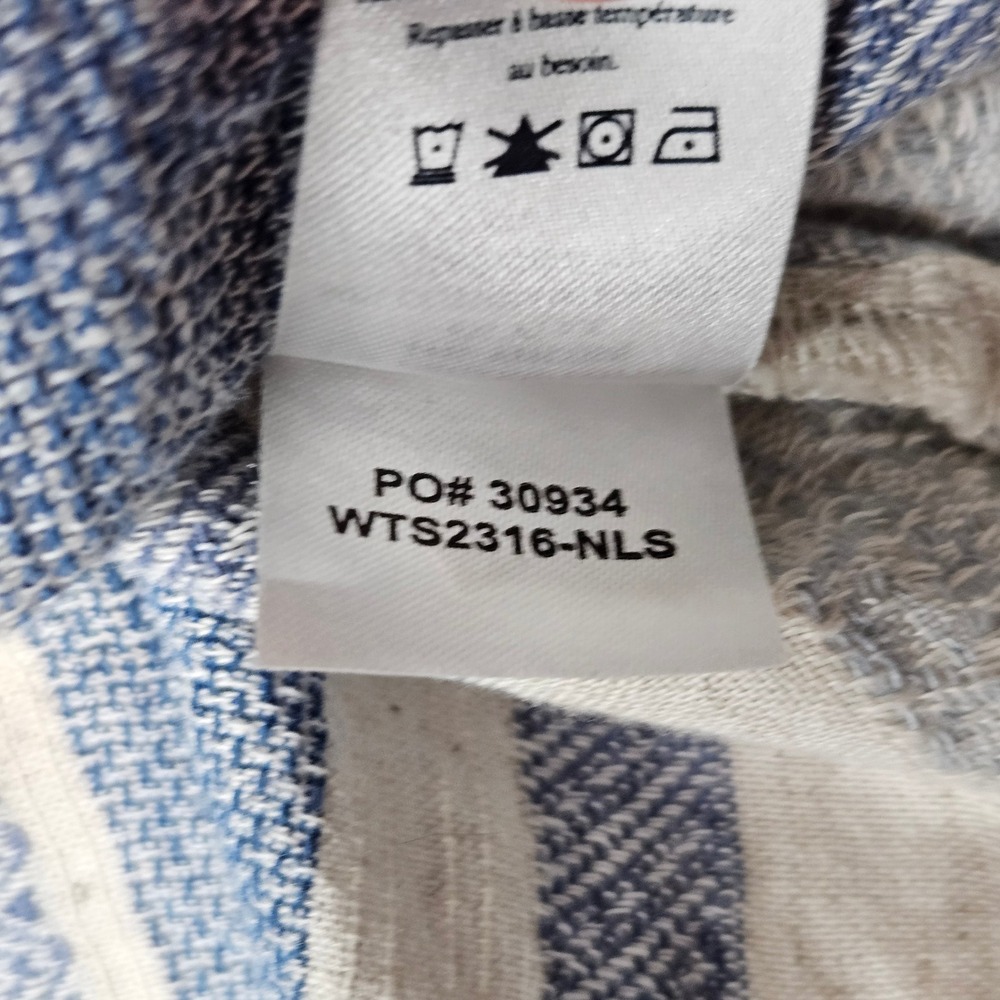 Boho Faherty Striped Peasant Blouse Women S Blue Organic Cotton WTS2316-NLS - Picture 5 of 12